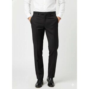 JB Britches Men's 30x34 Black Wool Blend Flat Front Dress Pants G1866